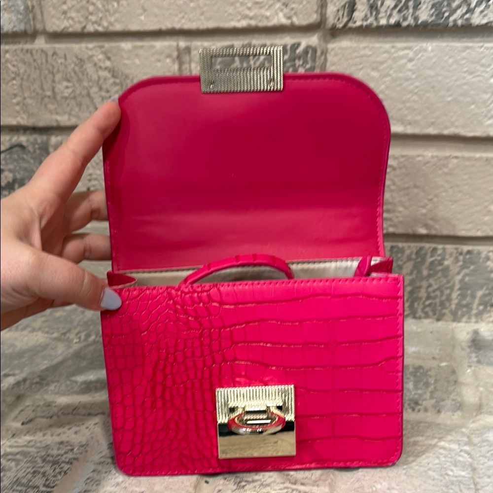 H&M Pink Crocodile-Embossed Handbag - Picture 2 of 5